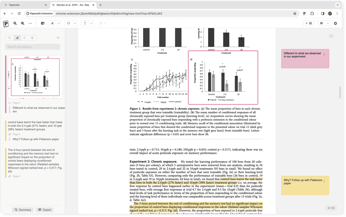 Notetaking on a scientific paper